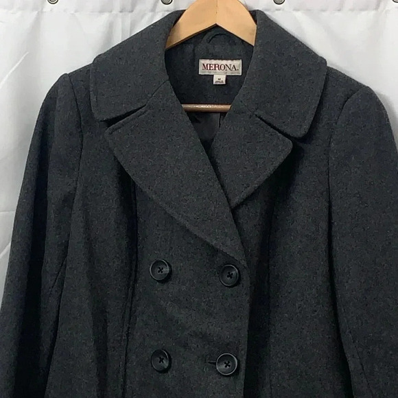Women’s Merona Charcoal Gray Peacoat Size Medium EUC - Picture 3 of 8